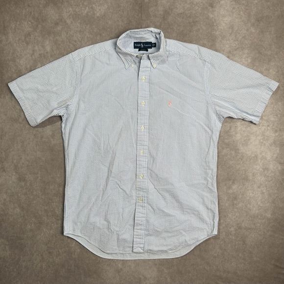 Ralph Lauren Other - Ralph Lauren Blake Men S Blue White Striped Seersucker Short Sleeve Button Shirt